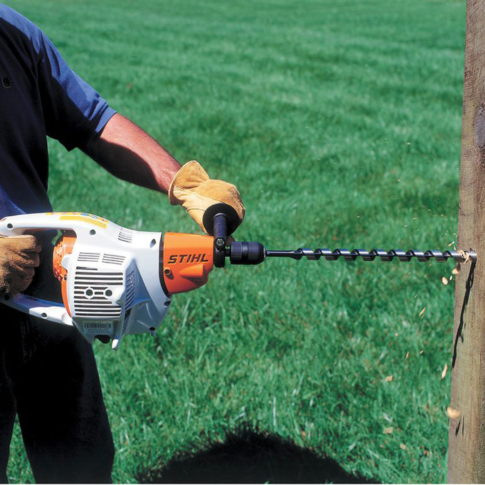 Close up of BT 45 drilling into wood