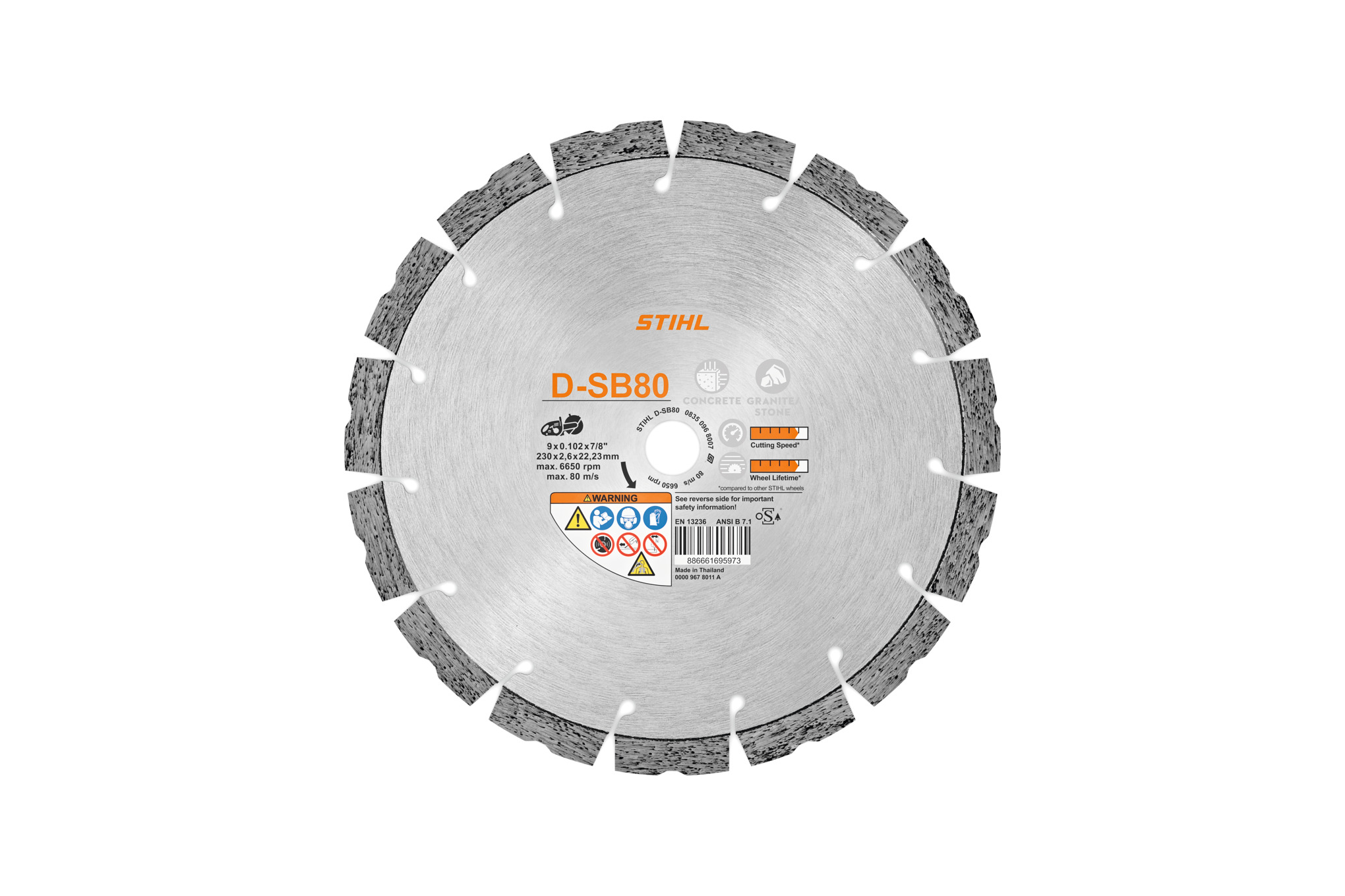 D-SB80 9" Diamond Cutting Wheel, Concrete/Hardstone