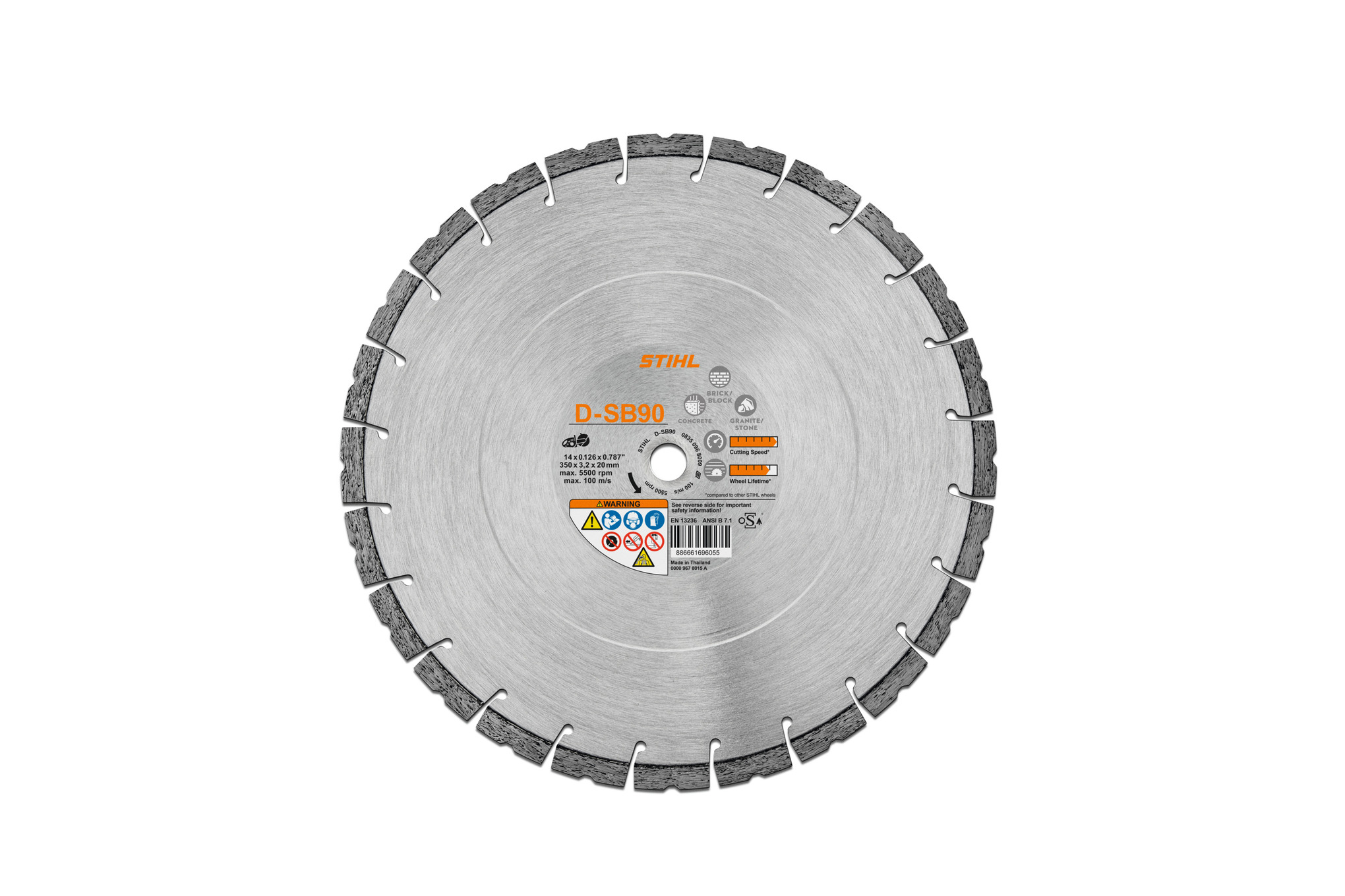 D-SB90 16" Diamond Cutting Wheel, Concrete/Hardstone