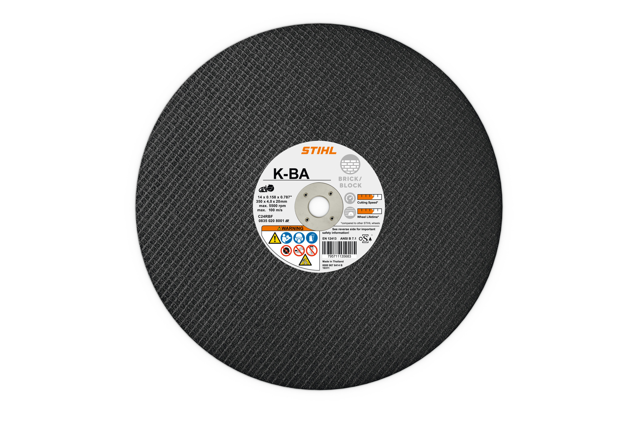 K-BA 12" Abrasive Cutting Wheel, Concrete/Brick