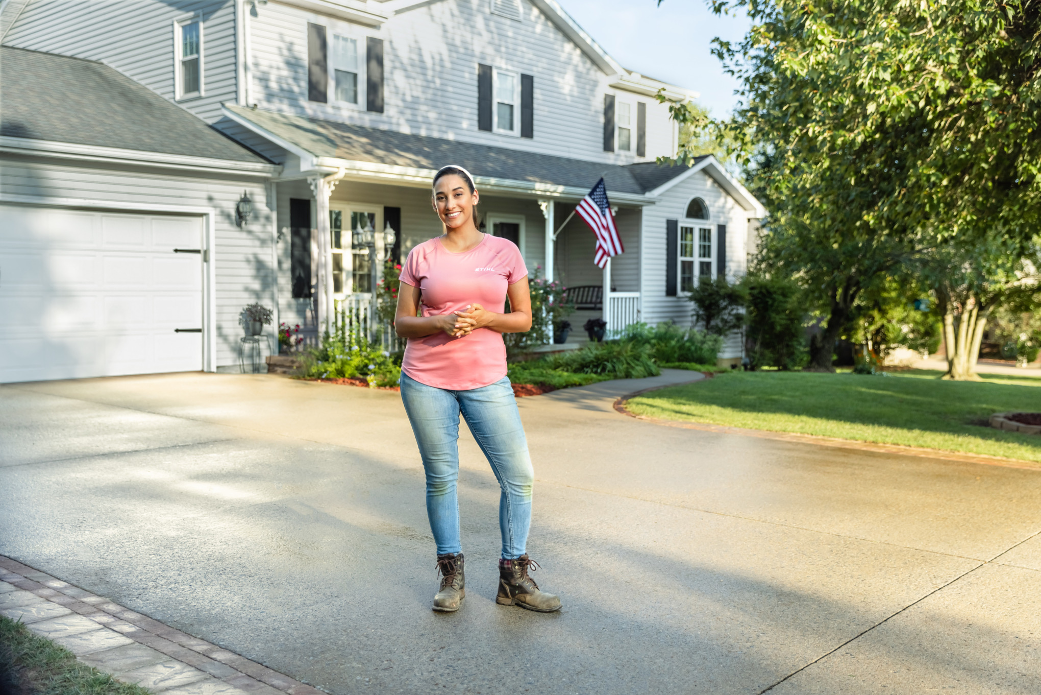 Sara Bendrick enjoying her refreshed driveway!