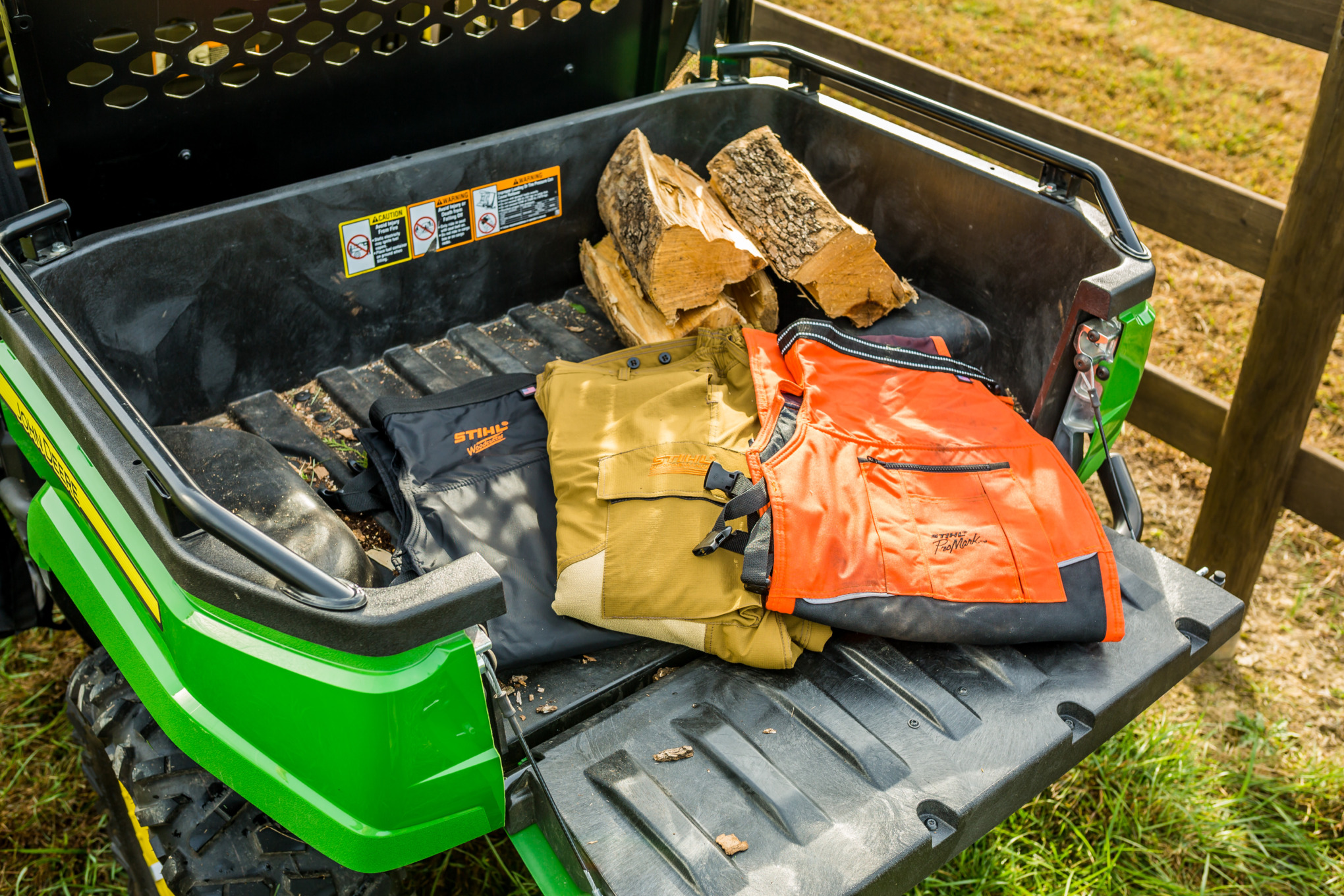 STIHL Chaps Laying in Back of an ATV