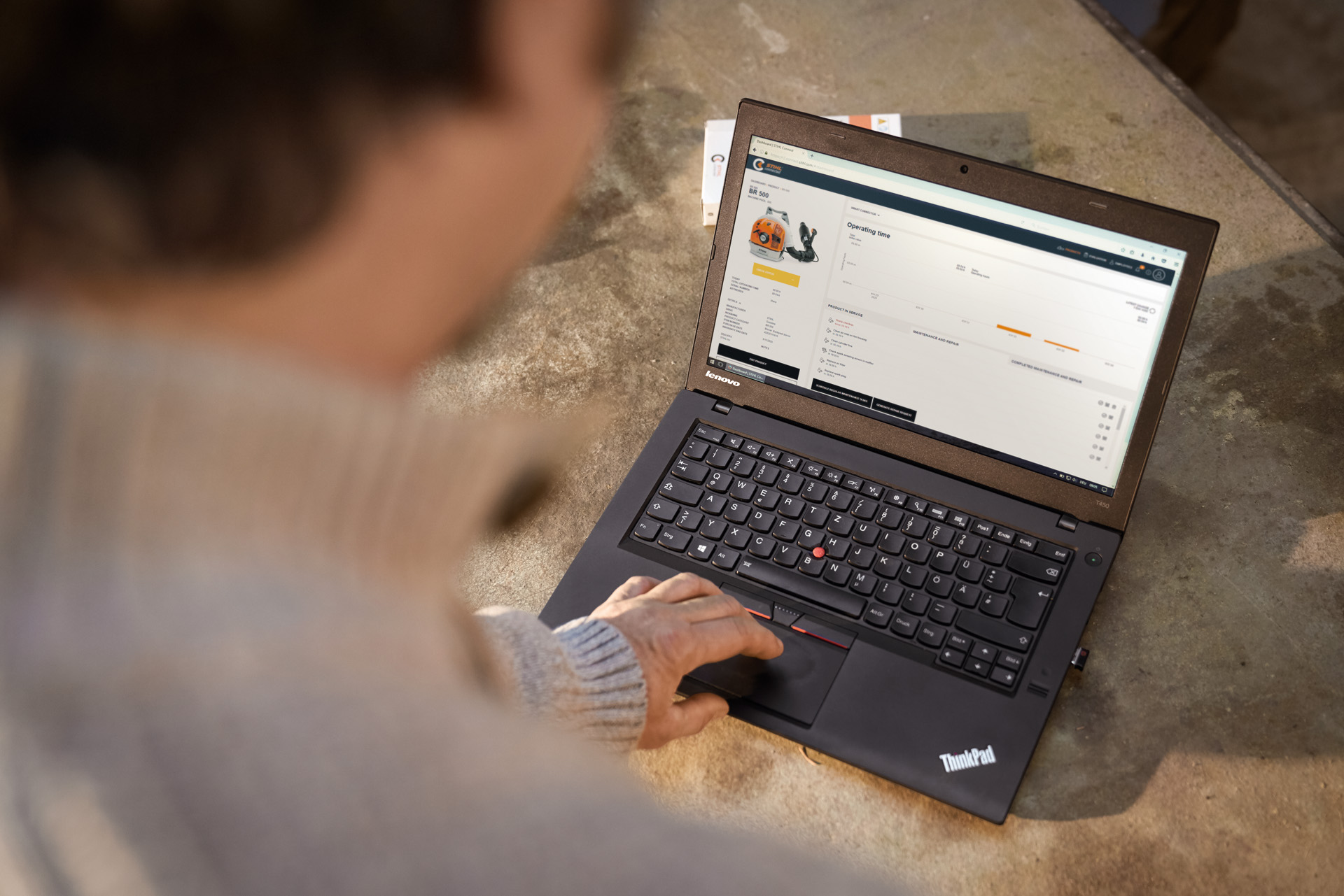 STIHL connect Location Services Portal on Laptop