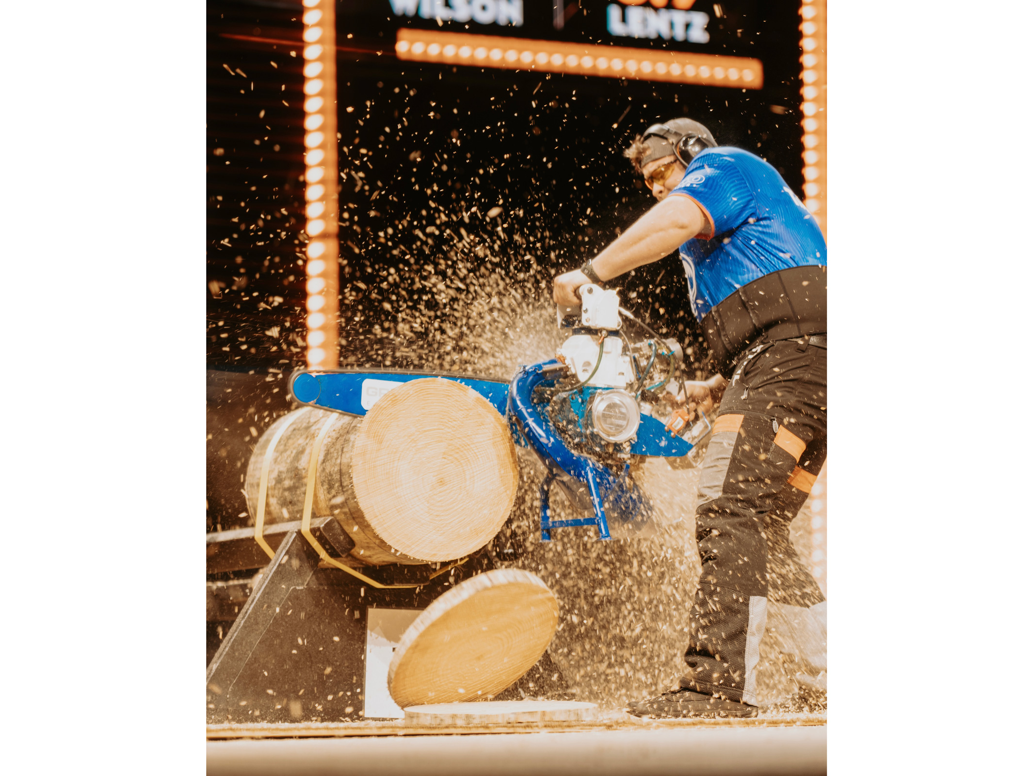 Josh Wilson competes in the Hot Saw event.