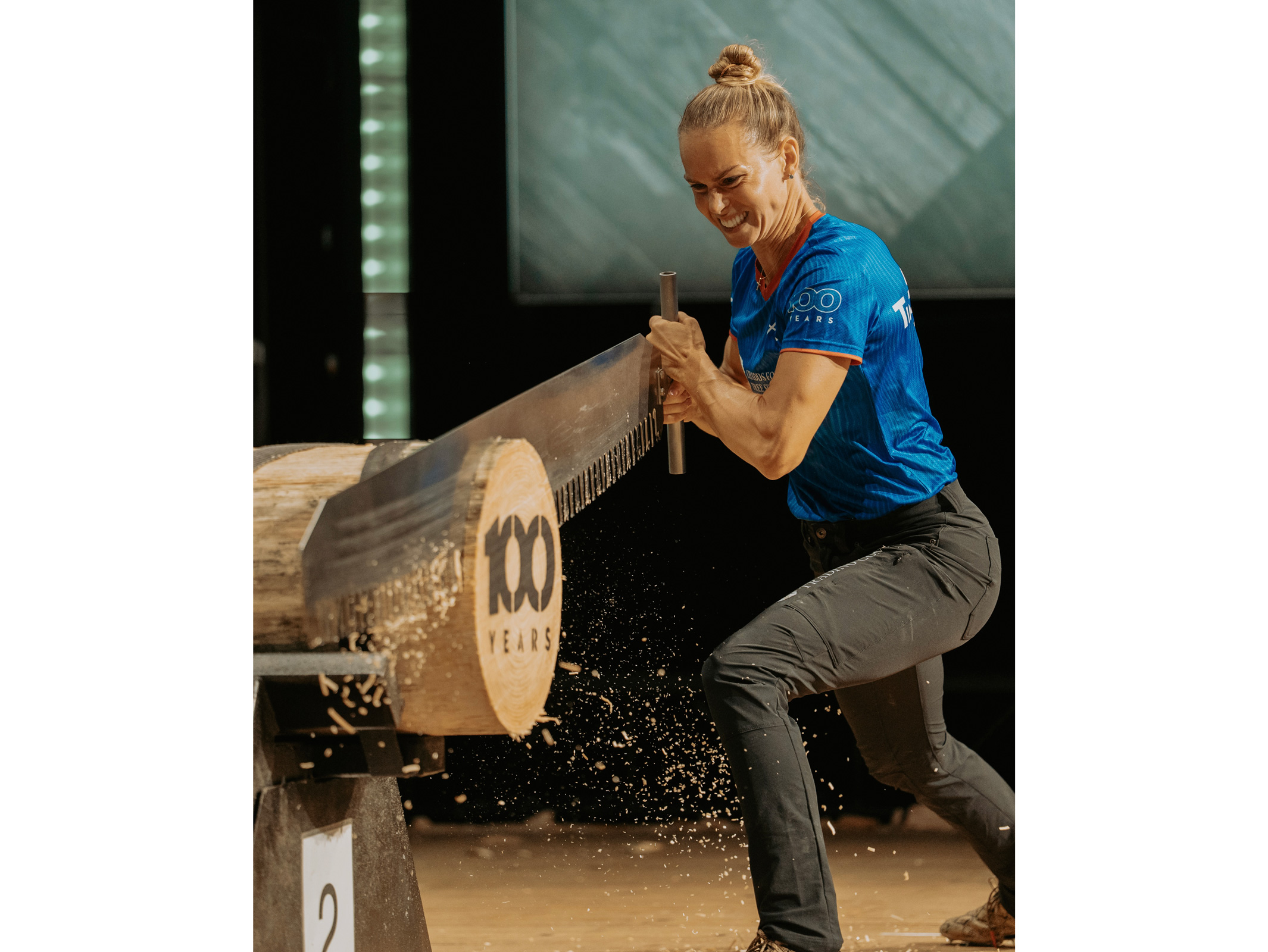Martha King competes in the Single Buck event. 