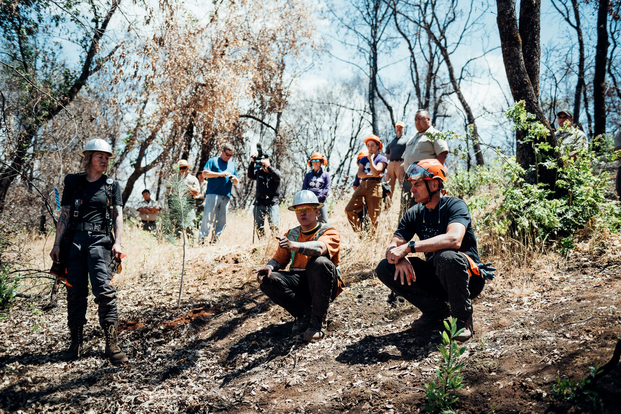 Mark Chisholm with group of people planting seeds