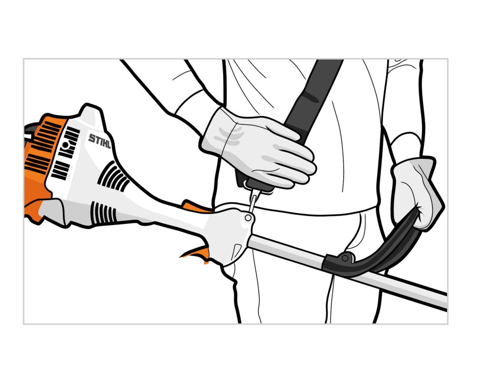 How to use shoulder strap for loop-handle trimmer illustration