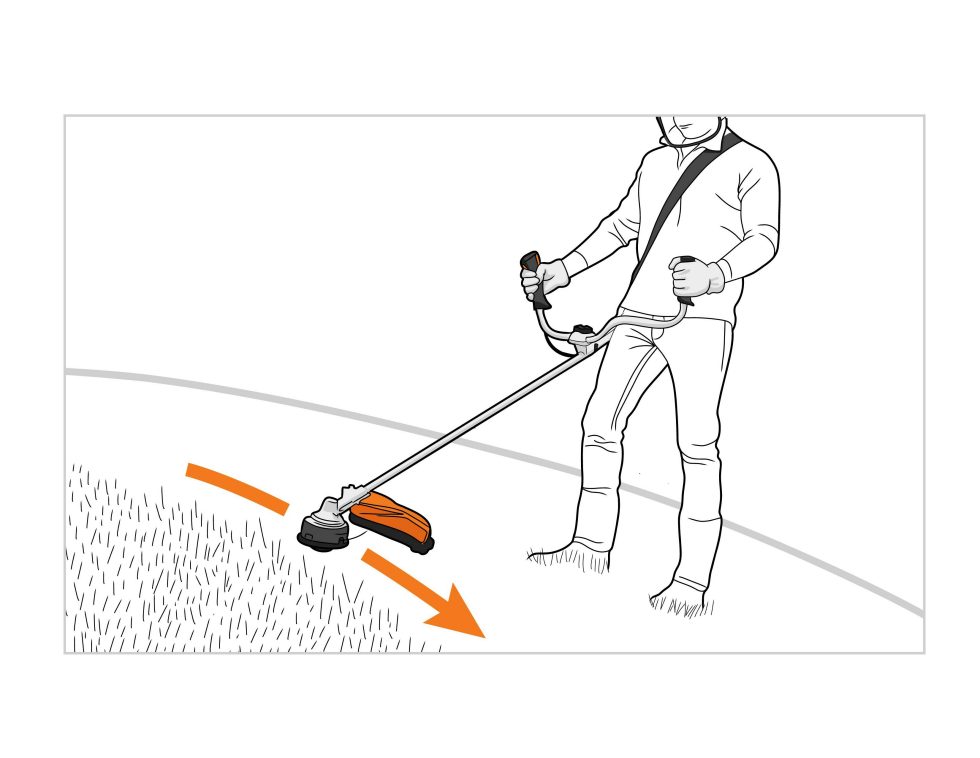Trimming on a hill technique illustration