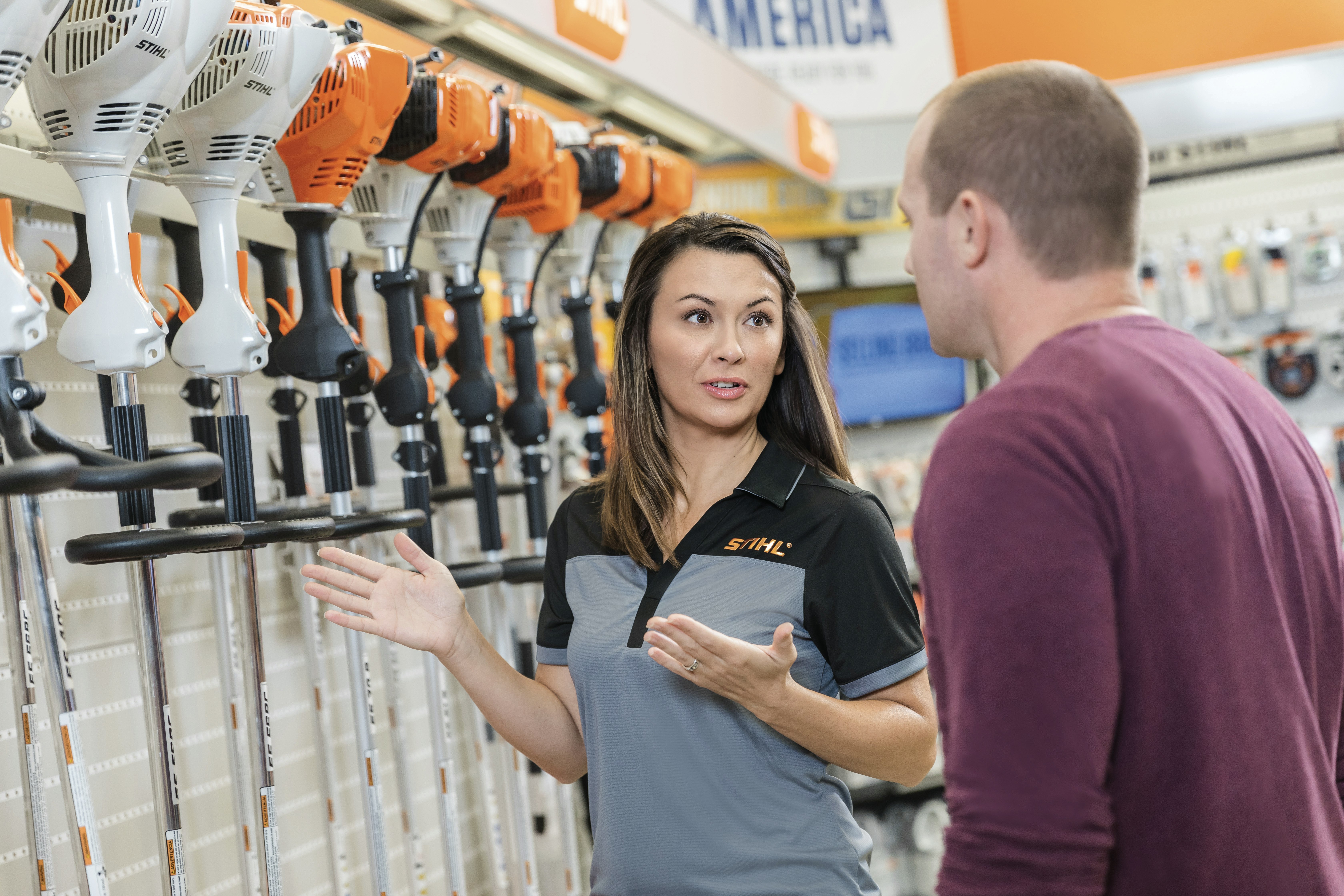 STIHL Dealer Talking to Customer About STIHL Trimmers