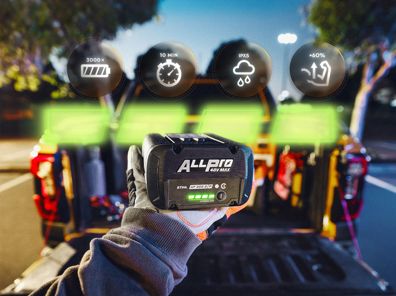 Man Holding the ALLPRO Battery System