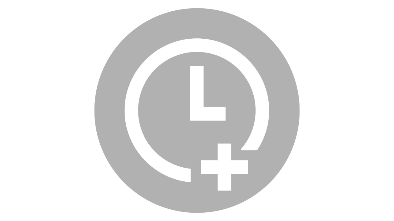 Clock with plus symbol